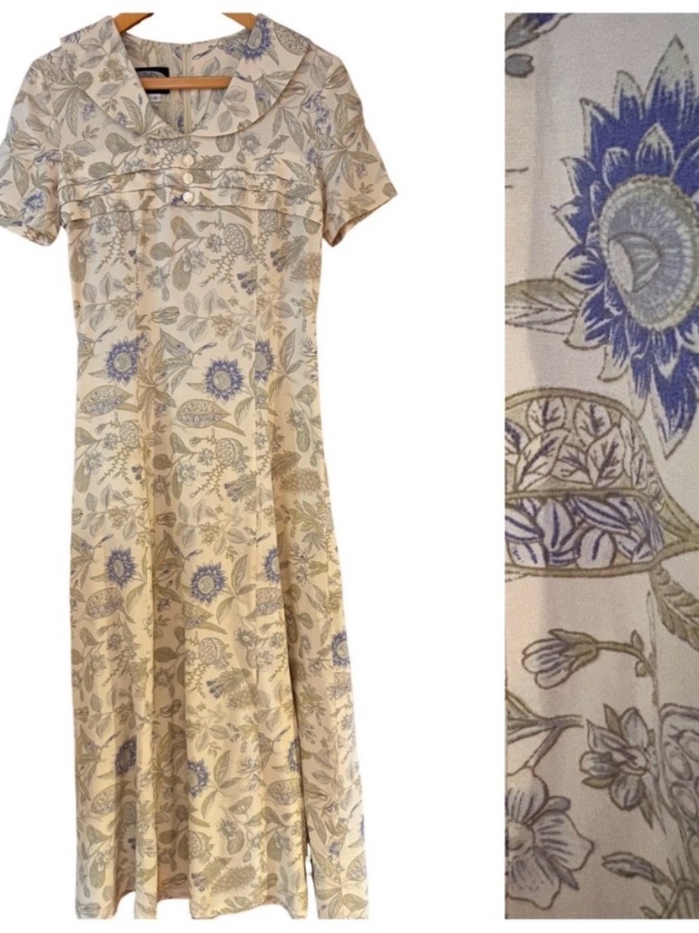 Clues Collection New York Paris Vintage Floral Print Short Sleeve Dress Size 4